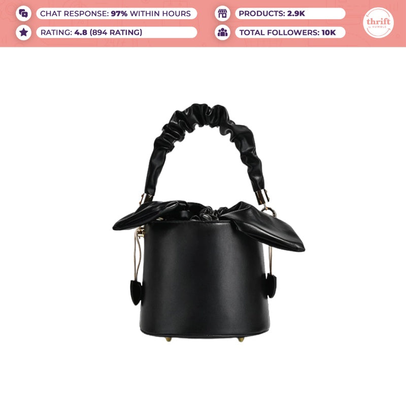 Humble Burten Hyde Lotte Bucket bag for Women Trendy Slingbag Handbag for Ladies Leather Black