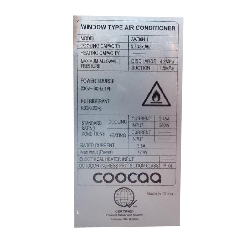 Coocaa Window Type 0.6hp Airconditioner (AW06N-1)