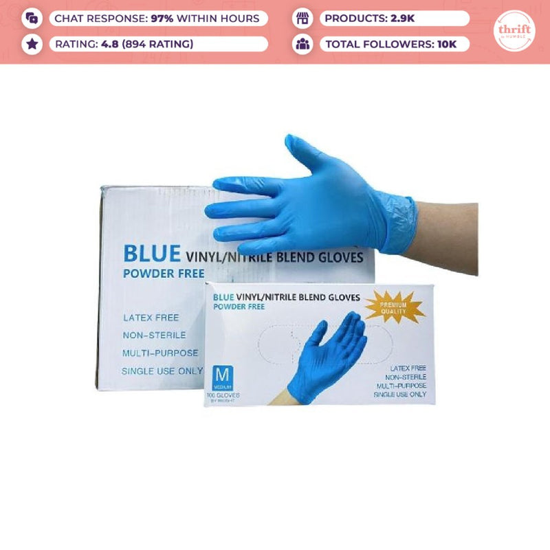 Blue Vinyl Nitrile Blend Powder Free Gloves