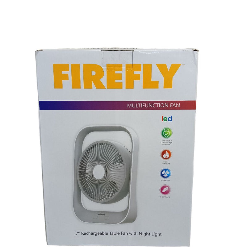 Firefly Rechargeable Table Fan 7" with Night Light