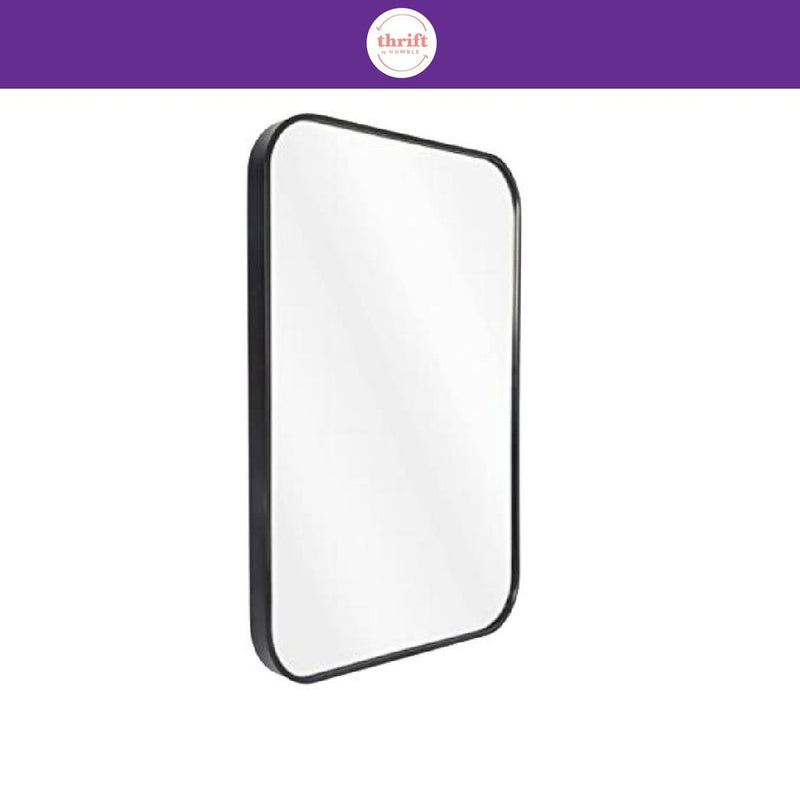 MS Black Rectangular Framed Mirror with Rounded Corners