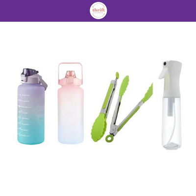 Gradient Color Water Bottle, Spray Bottle and Kitchen Tongs
