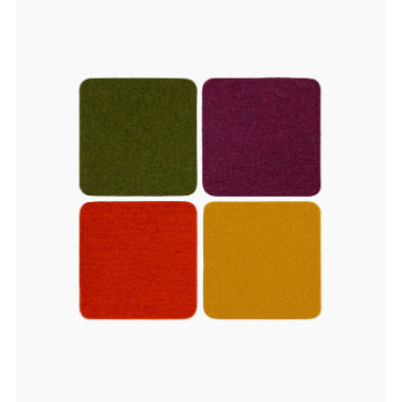 Humble Bierfilzl Square Wool Coasters Placemat Spice, Granite, Mahogany, Turmeric 4pcs Set