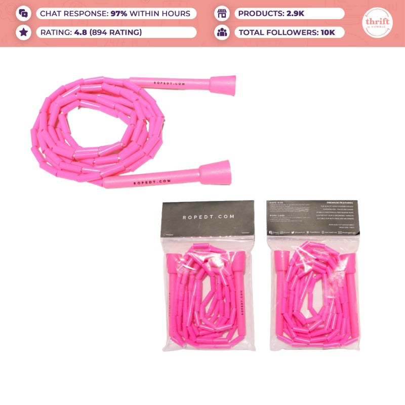 Humble Ropedt Pro2 Beaded Jump Rope for Workout, Skipping Ropes for Men/Women Weightloss Pink