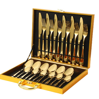 HUMBLE Golden Spoon and Fork Set 24pcs