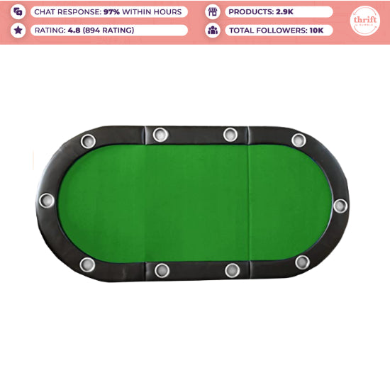 HUMBLE - Folding Poker Table with Plain Green Chips