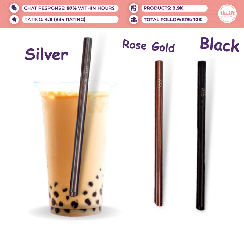 Humble Loop Sip Reusable Drinking Milk Tea Straight Straw Easy to Clean (5pcs in one Bundle)