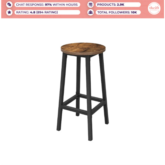 HUMBLE Wooden Seat Industrial Bar Stool