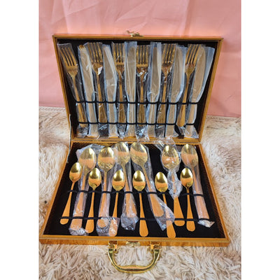 HUMBLE Golden Spoon and Fork Set 24pcs