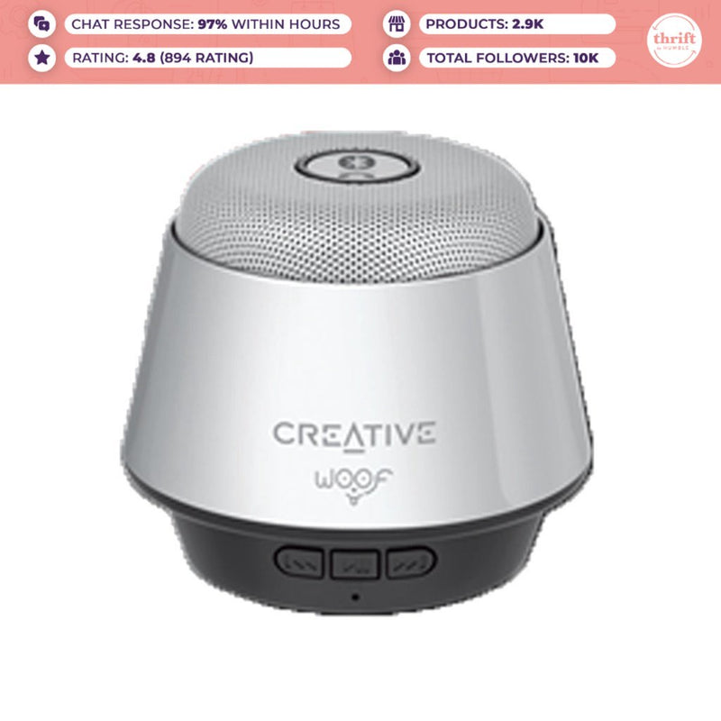 Creative Woof Micro Wireless Bluetooth Speaker (Dented box but item is functional)