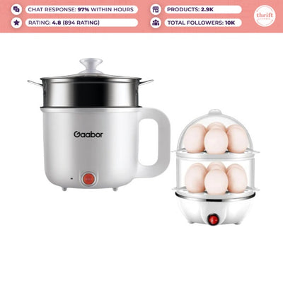 HUMBLE Gaabor Electric Skillet (Rice Cooker R-N18A) and Egg Boiler (GE-M03A) Set