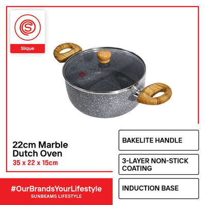 HUMBLE - Slique Marble Series Dutch Oven Non-stick  (22cm)