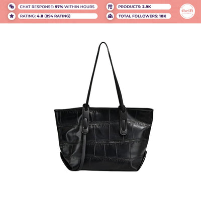 Humble Burten Hyde Luna Tote Bag for Women, Trendy Bag for Girls Ladies Leather Double Straps Black