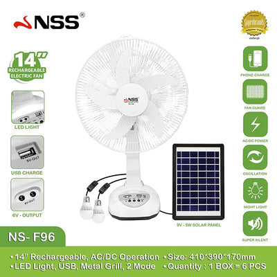 HUMBLE - NSS Fan 14in Solar Panel and Led Bulb 2pcs  (NS-F96)